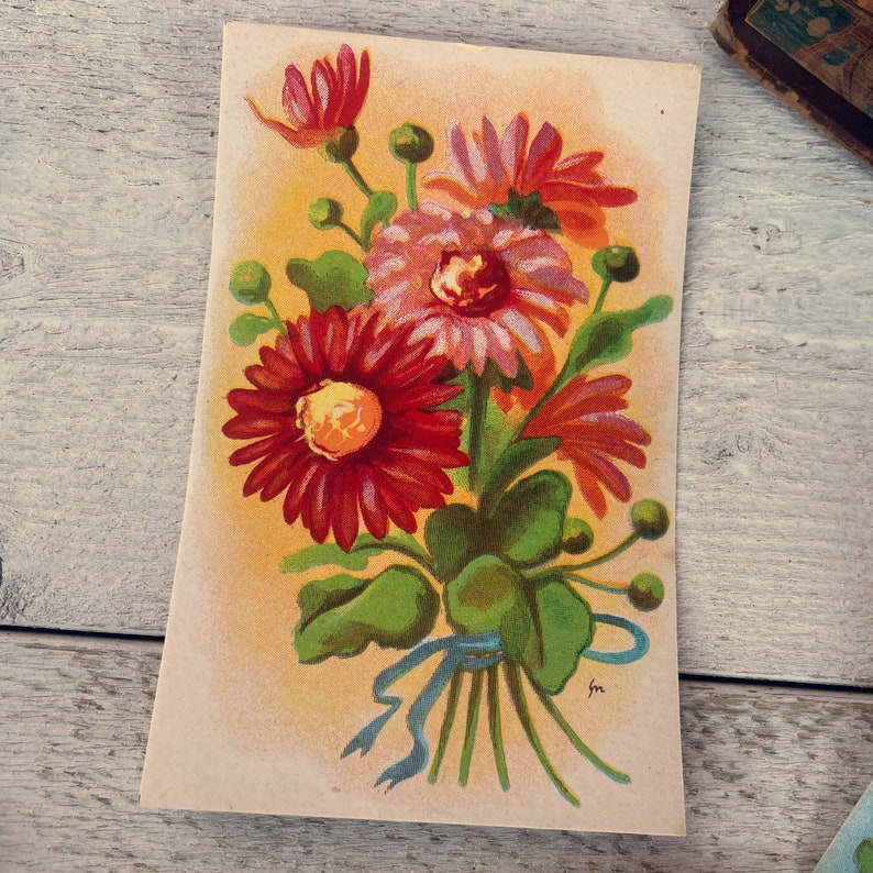 cartes postales de fleurs vintage, éphémères pour la journalisation indésirable et techniques mixtes, jeu de cartes inutilisées, 4 feuilles image 3