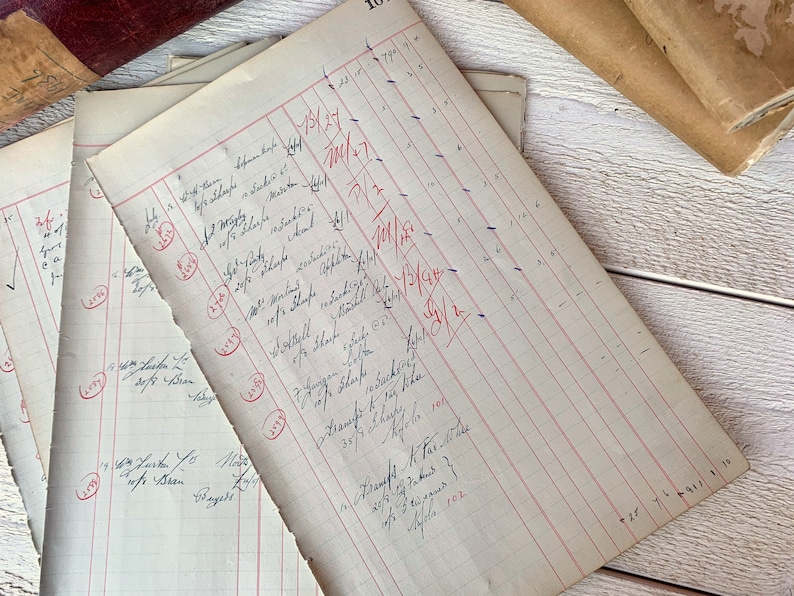 Vintage Ledger Pages Antique Handwritten accounting sheets Etsy