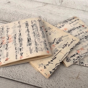Vintage Japanisches Geschäftspapier, großes dünnes Papier, handgeschriebenes, ephemera für Junk Journal, 5 Blätter