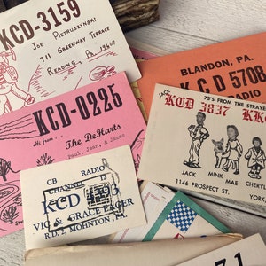 cartes radio vintage des années 1960, carte QSL à collectionner radio amateur, éphémères pour journal indésirable, 5 ou 10 cartes choisies au hasard