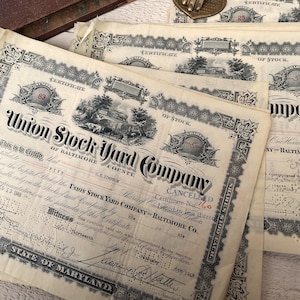 Antikes Anteilszertifikat von 1800, Vintage Ephemera, Junk Journaling, Eisenbahn Ephemera