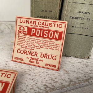 Antique apothecary labels - 5 sheets - Unique original poison pharmacy labels, junk journal ephemera