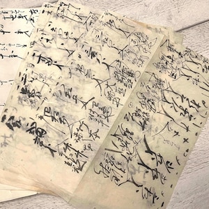 Antike japanische Geschäftsbücher, extra langes Washipapier, handgeschriebenes Papier, Vintage Ephemera für Junk Journal, 10 Doppelblätter