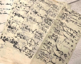 Antique Japanese account sheets, Extra tall washipaper handwritten, Vintage ephemera for junk journal, 10 doublesheets