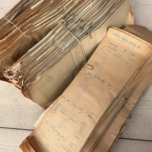Ricevute di lavanderia vintage, Pacchetto all'ingrosso, Carta invecchiata per diario spazzatura e scrapbooking, Lotto grande, 25 / 50 / 100 fogli