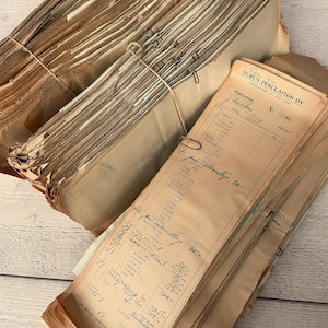 Vintage laundry receipts, Wholesale bundle, Aged paper for junk journal and scrapbooking, Large lot, 25 / 50 / 100 sheets image 1