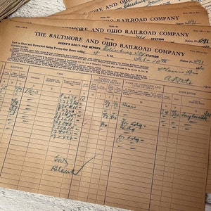 Rapporti ferroviari d'epoca, effimeri diari di spazzatura, patina, foglio di lavoro contabile, 10 fogli
