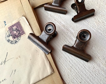 Paper clips, 8 pcs medium size, Antique bronze color, Bulldog clip, for Menu board, Planner clip, Vintage style
