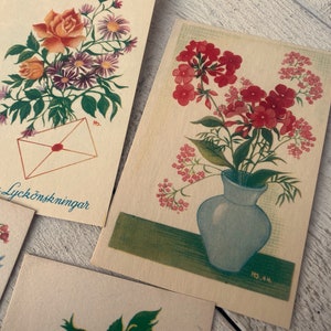 cartes postales vintage finlandaises de fleurs inutilisées, éphémères pour la journalisation indésirable, scrapbooking, 10 cartes, années 40