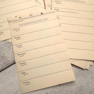 Hojas de calendario semanal vintage de 1938, para diarios basura, efímeras de scrapbooking, 5 hojas con semanas aleatorias
