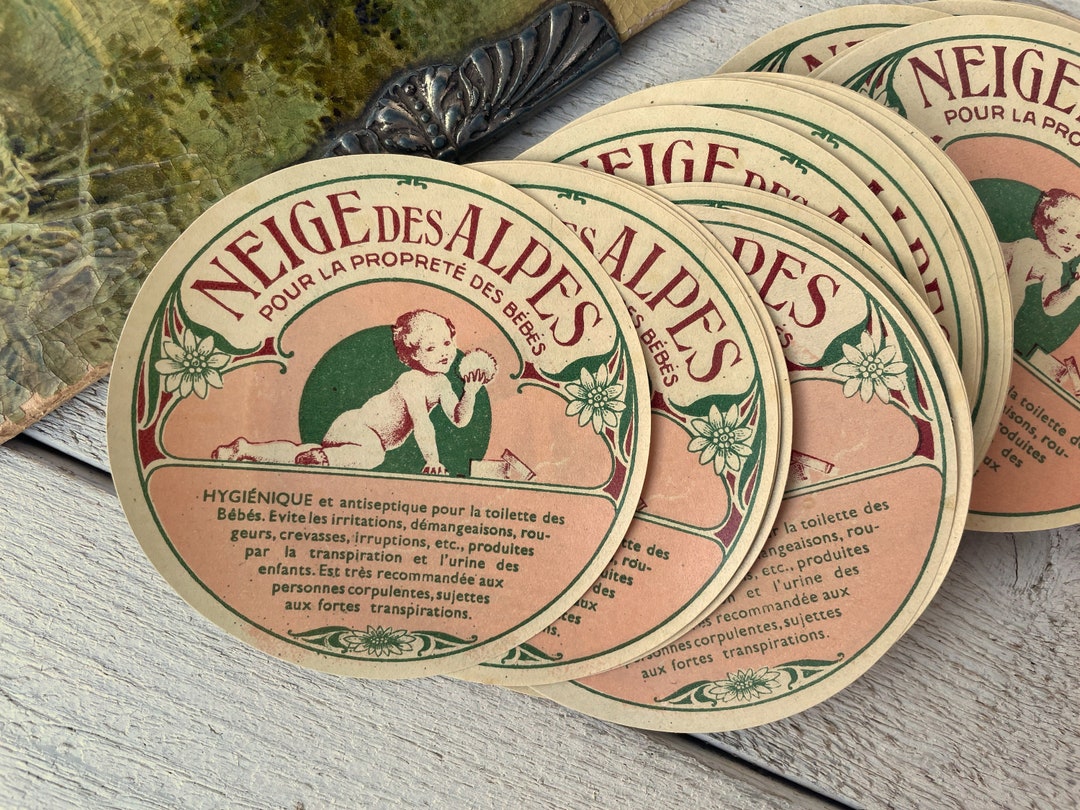 French Vintage Baby Powder Labels: (5 or 10 Sheets) Apothecary Ephemera ...