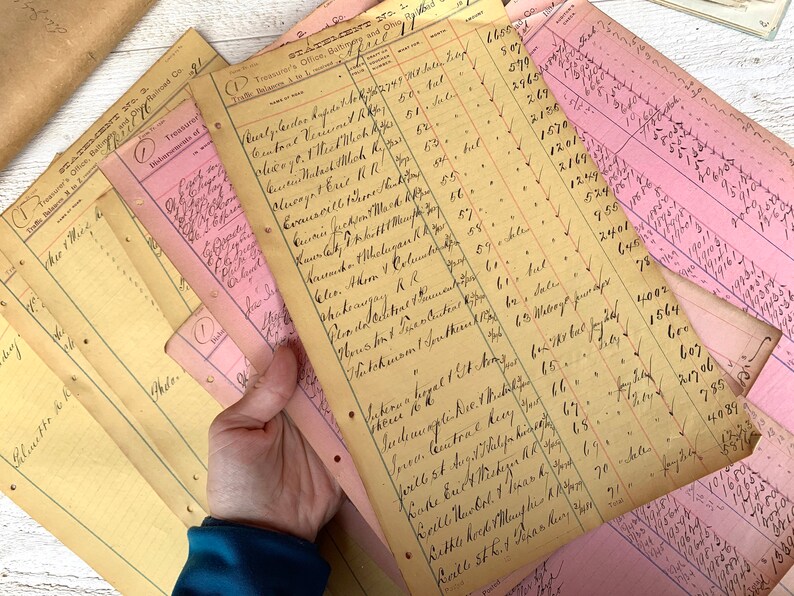 Antique Handwritten Account Sheets 1800s Vintage Ledger Etsy