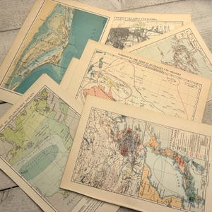 Antike 1800er Atlas Seiten aus Geologie Wissenschaftsbüchern - 5 einzelne Seiten - ephemera für Junk Journal