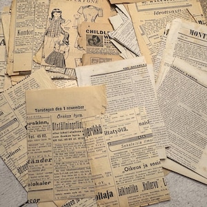 Vintage und antike Zeitungsausschnitte - 20 Blätter - Ephemera für Junk Journal