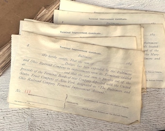 Antique certificates, Unused railroad forms, 1890s ephemera, Junk journal papers, 5 or 10 sheets