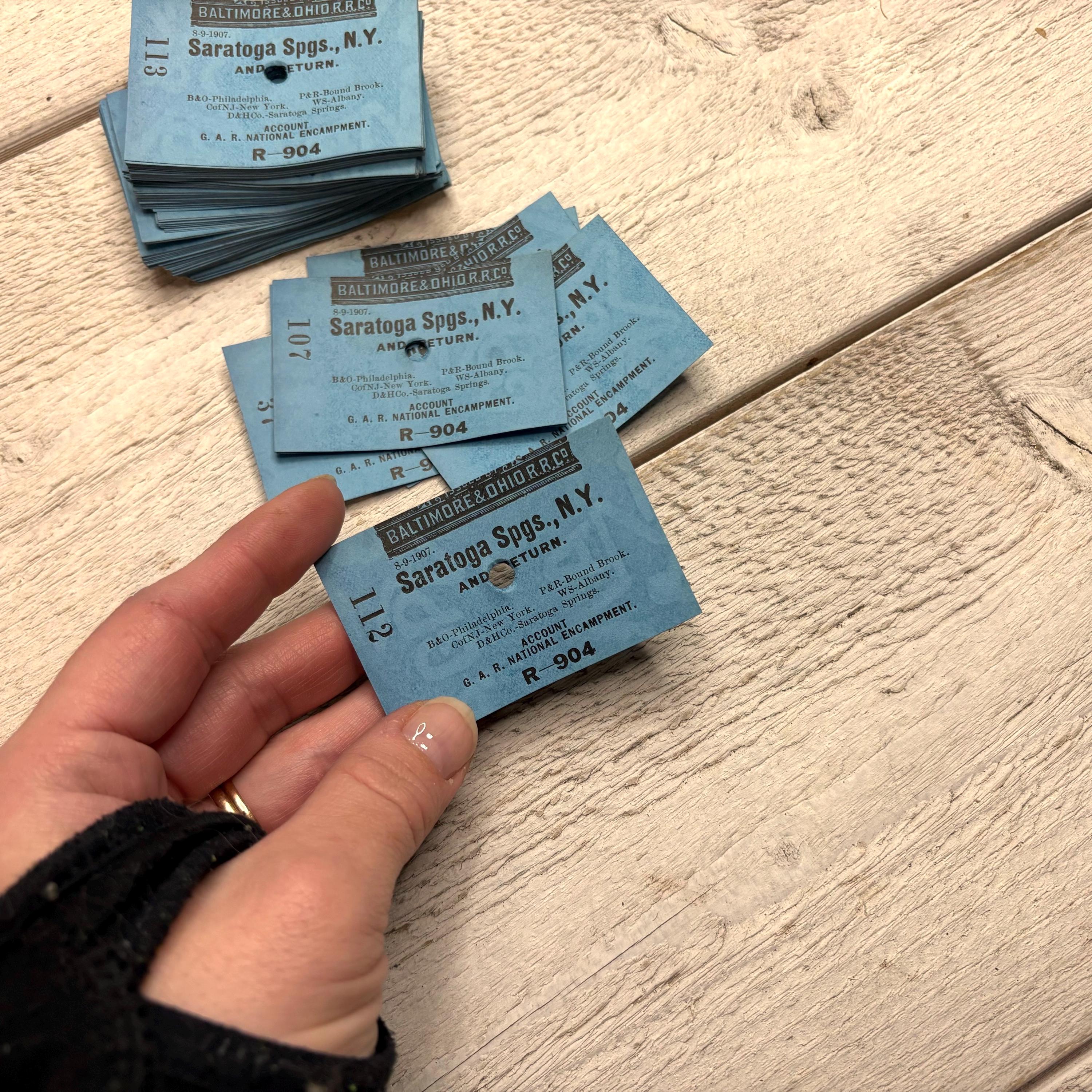 Antique Blue Train Ticket - 5 Small Sheets - Railroad Transport