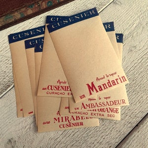 Folhas de memorando francesas vintage, papel para notas publicitárias, itens efêmeros para diário de lixo, 5 folhas