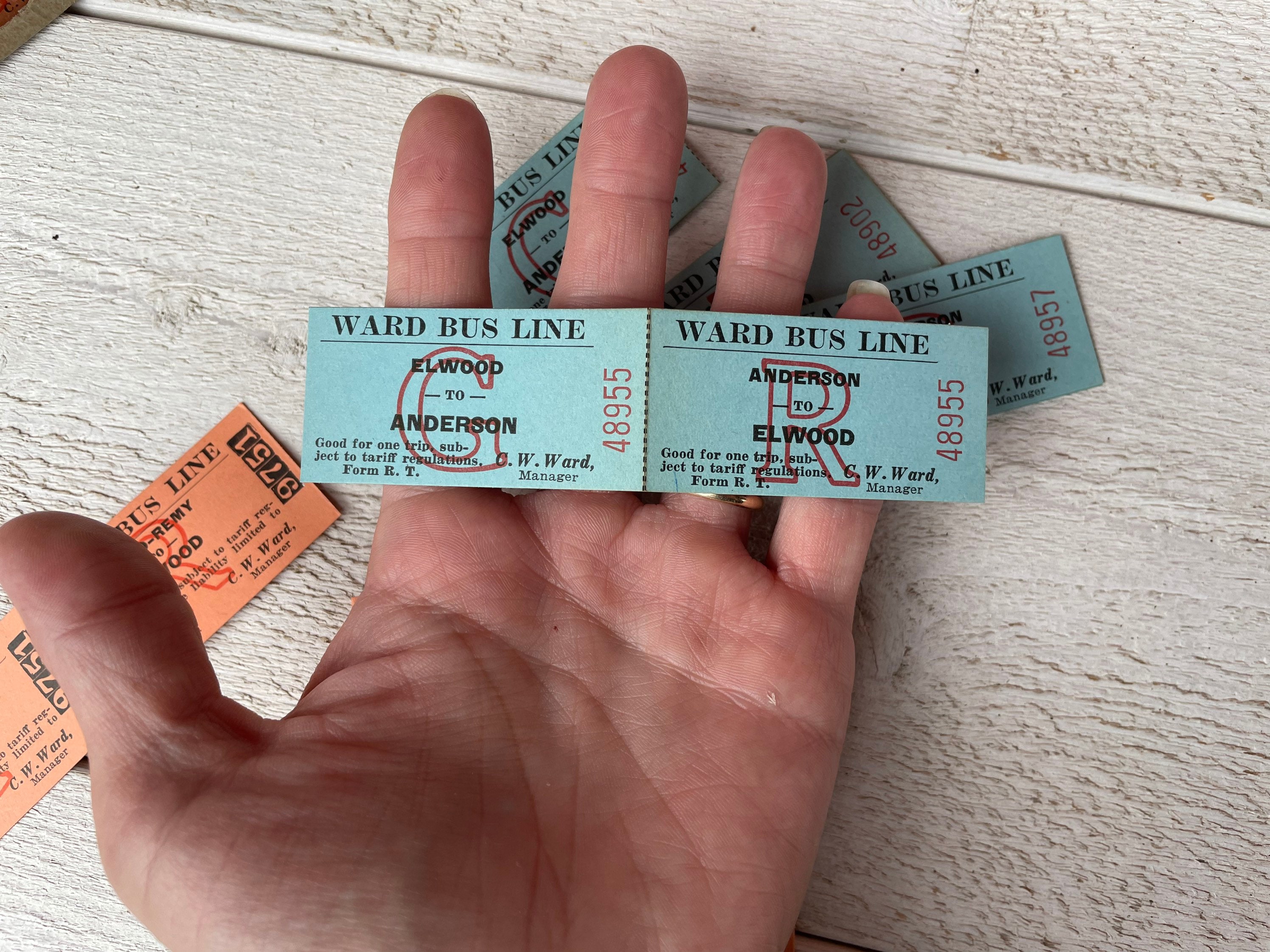 Vintage Bus Tickets - 10 Doubletickets - Transportation Vintage Bus Tickets - 10 Doubletickets - Transportation