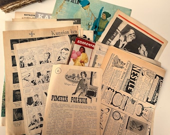 Assortimento di pagine di riviste vintage, Da varie riviste, dal 1900 agli anni '90, Per diario spazzatura, Ephemera per scrapbooking, 20 fogli