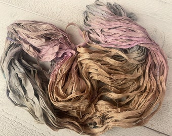 Sari silk ribbon, «Faded pastel» 3 / 6 / 10 yards, Thin narrow ribbon, Recycled Indian saree, ribbons for journaling or jewelry