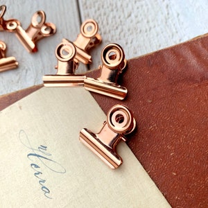 Mini paper clips, Rose gold, Pink Binder clip, Bulldog clip small, For planner, junk journal, 10 pcs