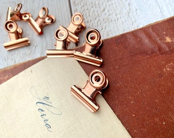 Mini paper clips, Rose gold, Pink Binder clip, Bulldog clip small, For planner, junk journal, 10 pcs
