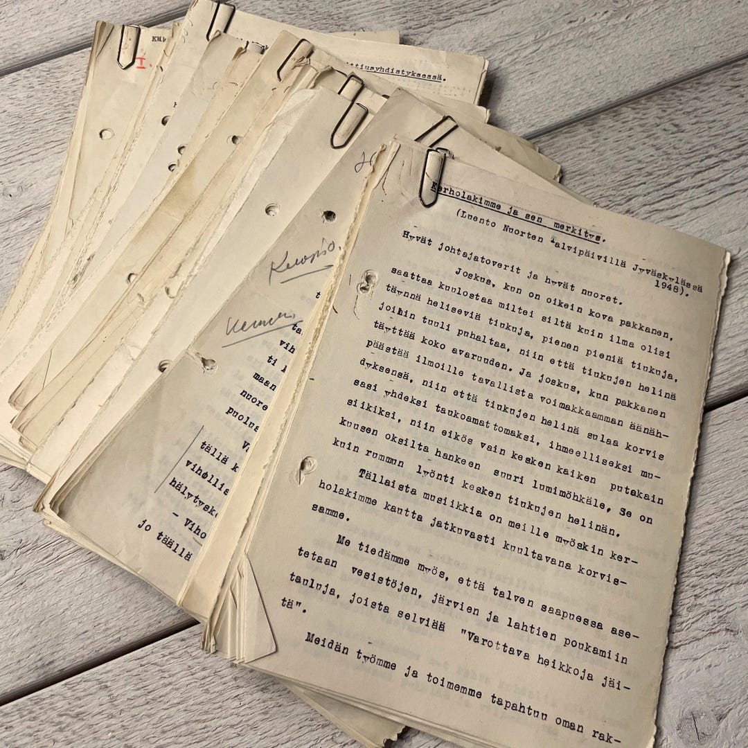 Vintage Finnish Typed Speech Bundles, 1940s-50s Ephemera, for Junk ...