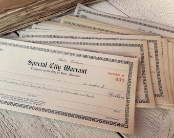 Antique special warrant receipts, Vintage certificate, Junk journaling ephemera, Unused original paper