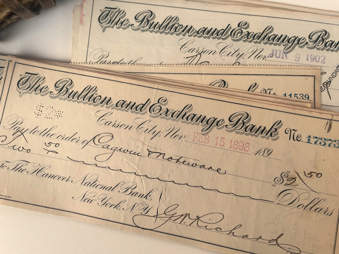 Antique Bank Checks, Used Payment Receipt, Vintage Ephemera