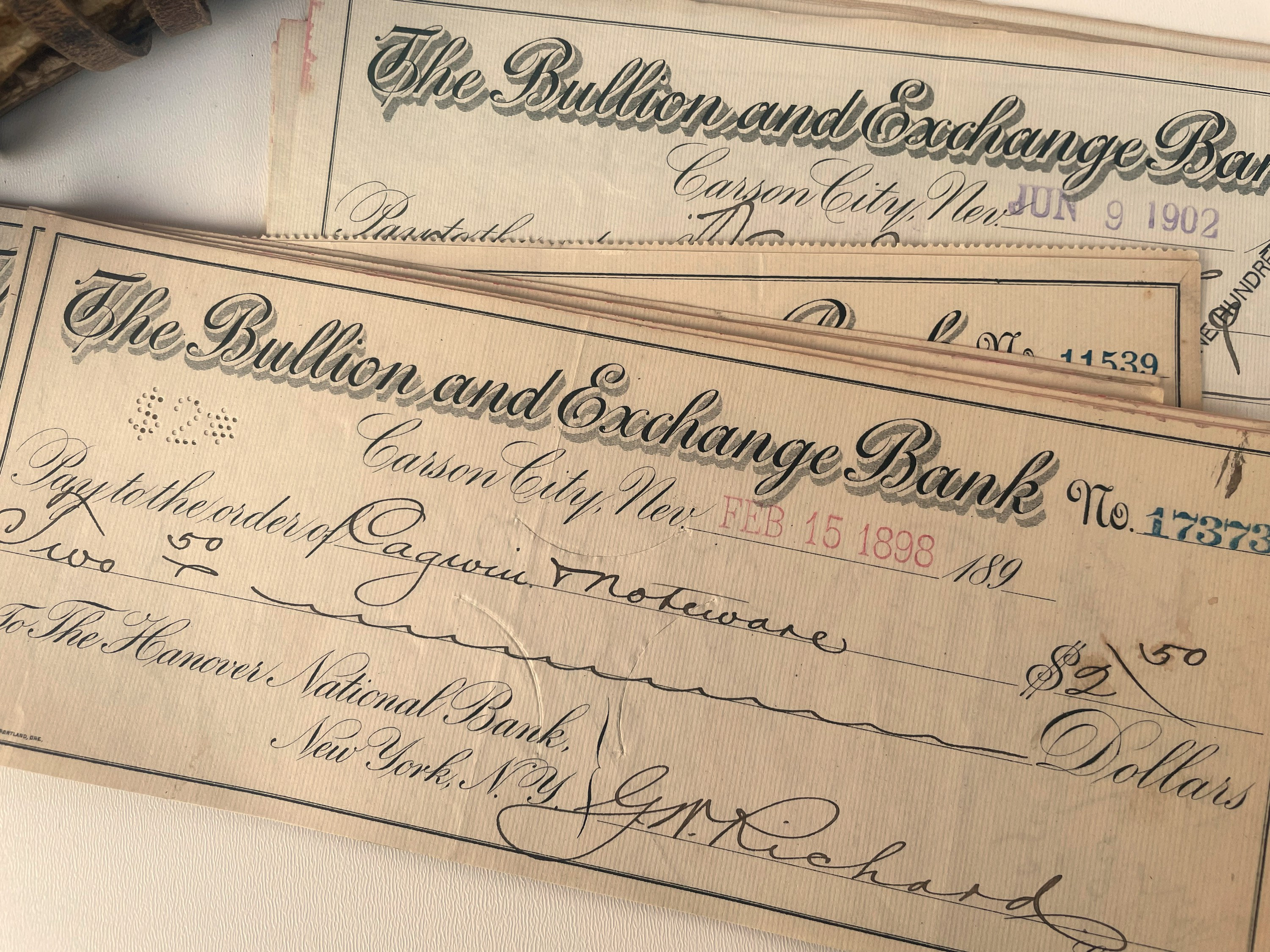 Antique Bank Checks, Used Payment Receipt, Vintage Ephemera for
