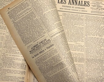 1900年代のフランス製アンティーク雑誌のページ - 5枚 - ヴィクトリア
