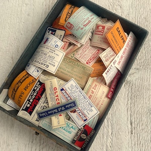 Vintage apothecary labels, Colorful pharmacy label set, Medicine labels for junk journals - 10 labels assorted