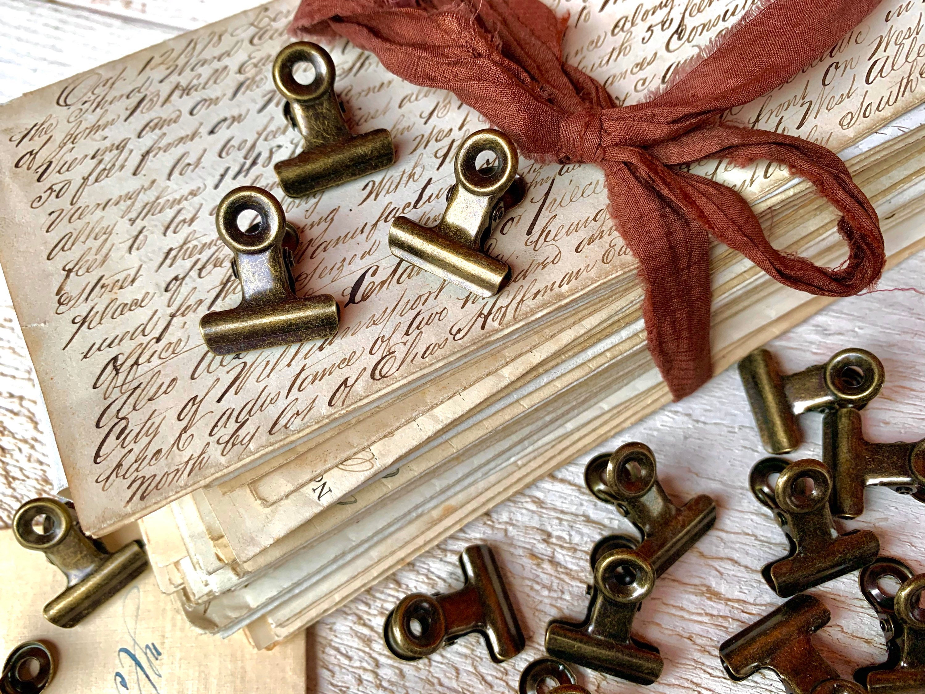 Mini paper clips Antique brass finish Planner clip Vintage Etsy