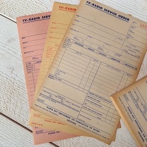 Recibos triplicados antigos, serviço de TV e rádio não utilizado, efêmeras de diário de lixo, scrapbooking, 6 ou 12 folhas