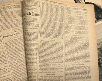 1900年代のフランス製アンティーク雑誌のページ - 5枚 - ヴィクトリア