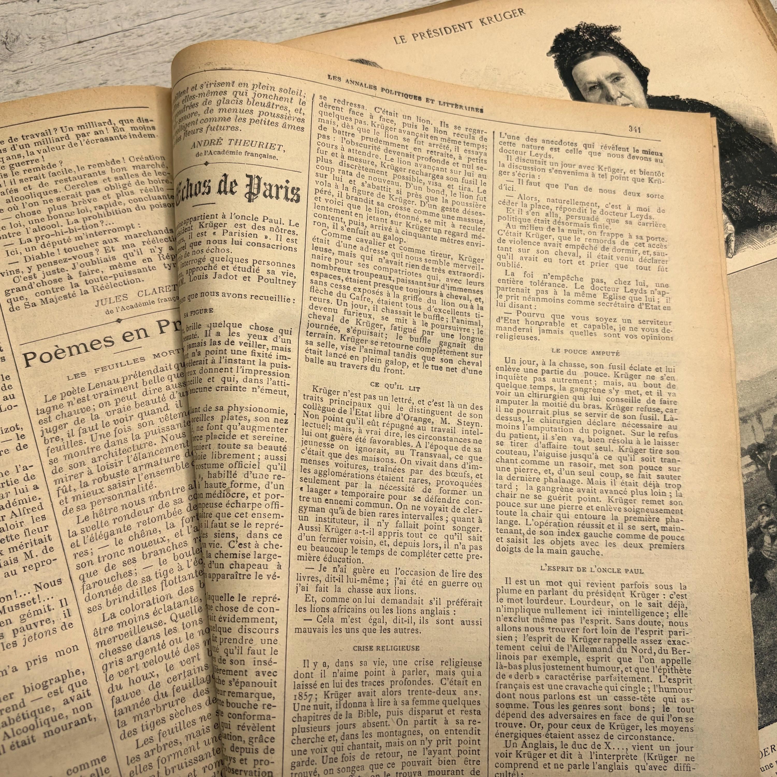 1900年代のフランス製アンティーク雑誌のページ - 5枚 - ヴィクトリア