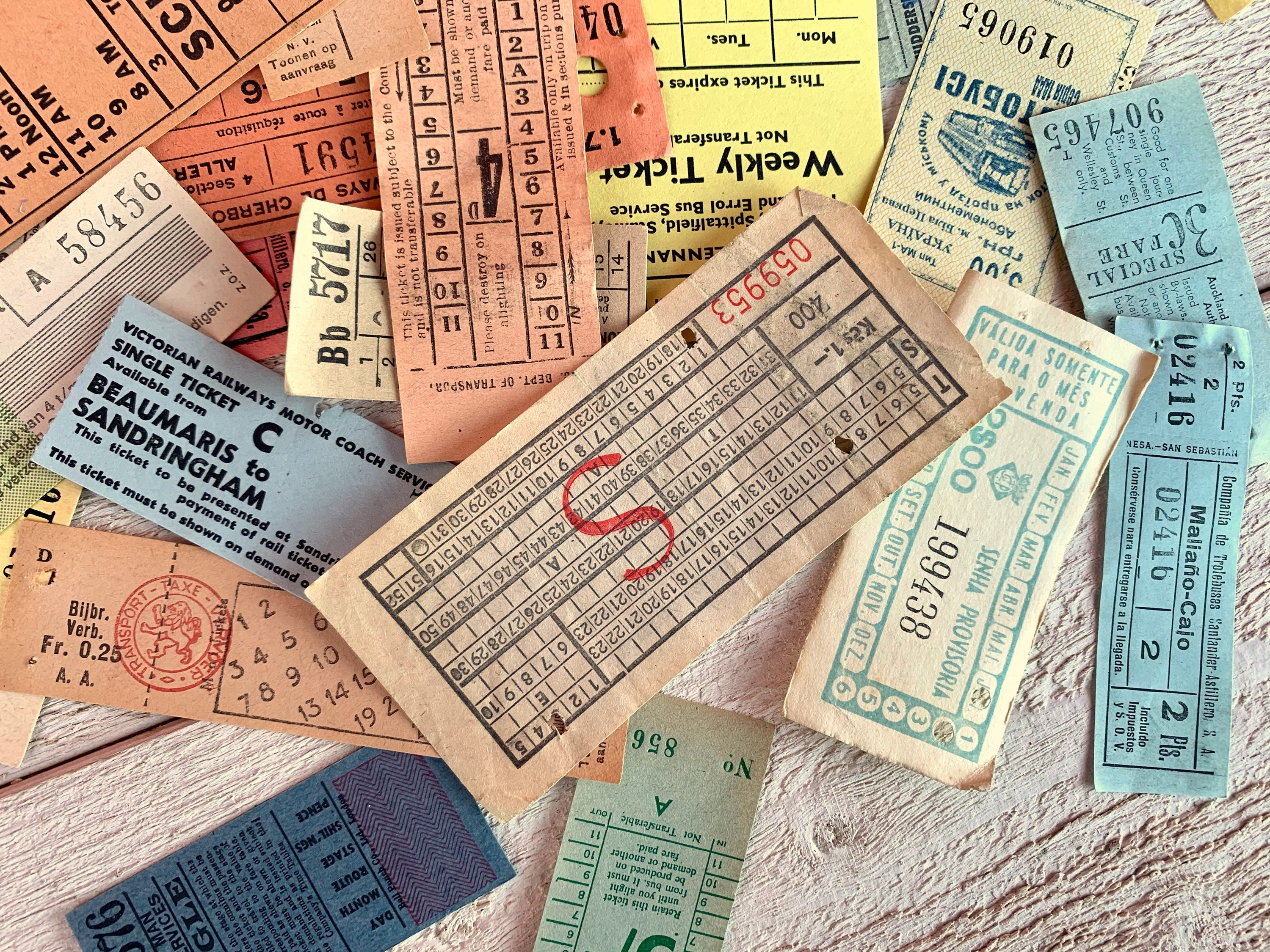 Vintage Large Ticket Assortment, 10 Tickets, Transportation Vintage Large Ticket Assortment, 10 Tickets, Transportation