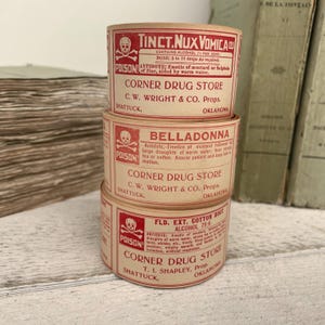 Antique poison pharmacy labels set, Apothecary ephemera, Label assortment for scrapbooking, Junk journaling, 9 labels