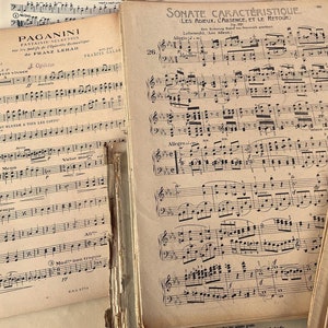 Huge antique music sheet set, Junk journal ephemera, for crafts and mixed media, 25 sheets