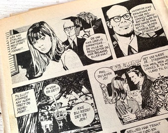 Vintage Comic pages, Norwegian black & white comics, Phantom, Agent X9, Mixed media and Junk journaling, 10 sheets