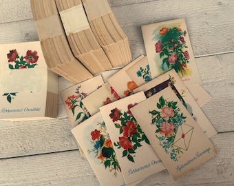 Wholesale Vintage Finnish unused flower post cards, Ephemera for junk journaling, Scrapbooking, Full stack 100 cards, 1940s