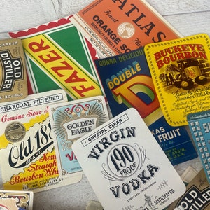 Vintage huge label assortment, Scrapbooking ephemera, Bottle candy food wine labels, Advertising, for Junk journaling, 100 sheets image 4