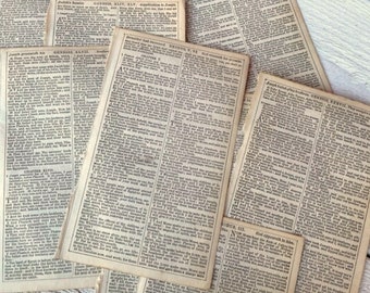 Antique small bible pages 1800s, Vintage book pages, Junk journal ephemera, 10 or 20 sheets