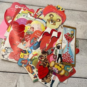 Biglietti di San Valentino vintage, Fuzzy cut, Lovey dovey Friends Teacher, Junk journal ephemera, Scegli una carta