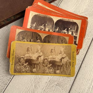 Antike Karte für Junk Journal, Viktorianische Fotografie Stereoview, Vintage Ephemera, 2018 Karte
