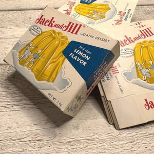 Vintage carton pack, Jack and Jill gelatine box - 5 pieces - unused NOS, Scrapbooking Ephemera,  junk journal