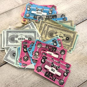 Vintage Spielgeld, Brettspiel Papiergeld, Junk journal Ephemera, 10 Blatt