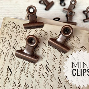 Mini graffette, finitura bronzo antico, stile vintage, clip bulldog piccola, 10 pezzi