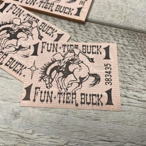 Biglietti d'epoca per parchi di divertimento - 3 fogli - Circo, giro a cavallo Buck, cowboy, materiale effimero per diario di scarto