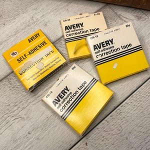 Fita corretiva Avery vintage, material de escritório, para diário de lixo, um rolo, parece estar cheio